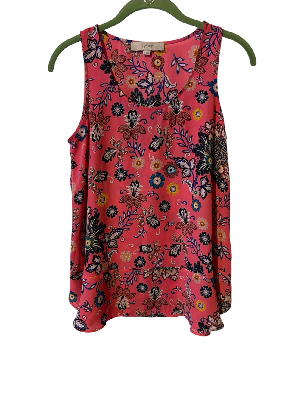 LOFT Coral Pink Floral Sleeveless Tank Blouse